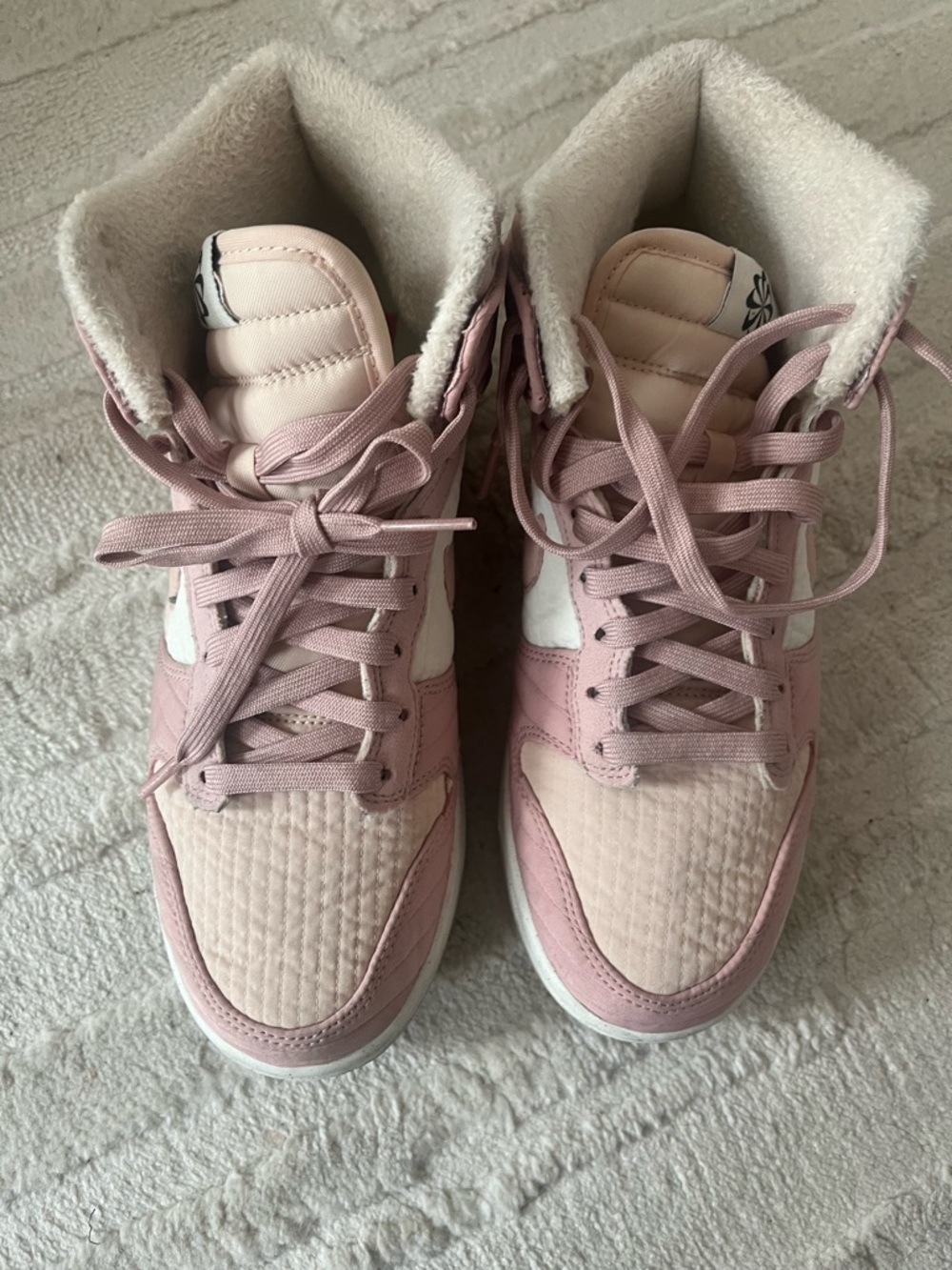 Skechers Women’s Pink and White High-Top Sneakers